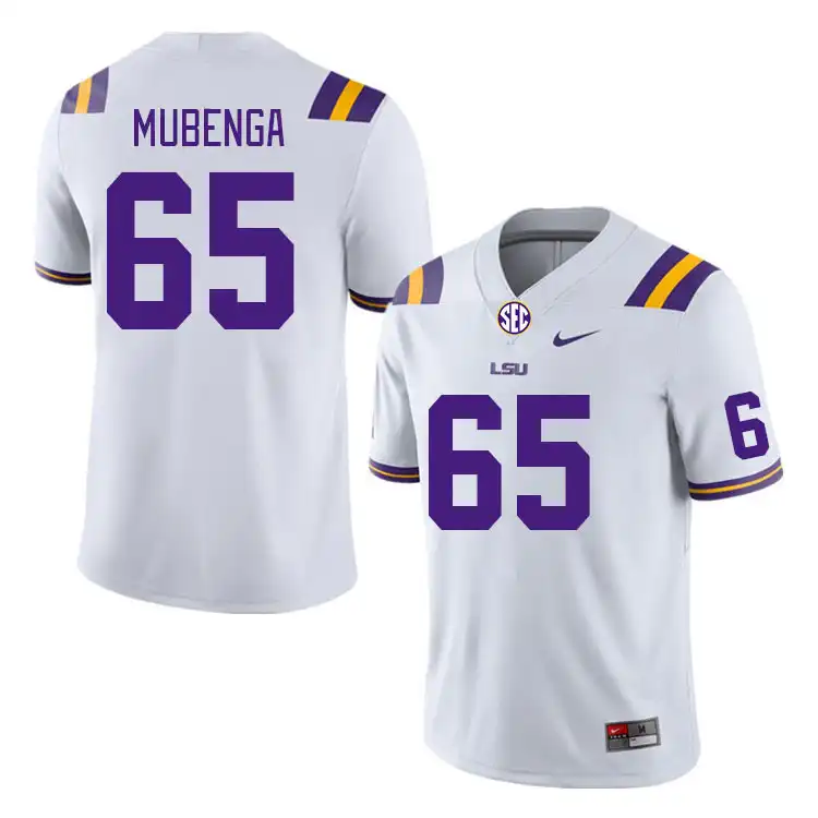 Men's LSU Tigers Paul Mubenga #65 White NCAA Football Jersey